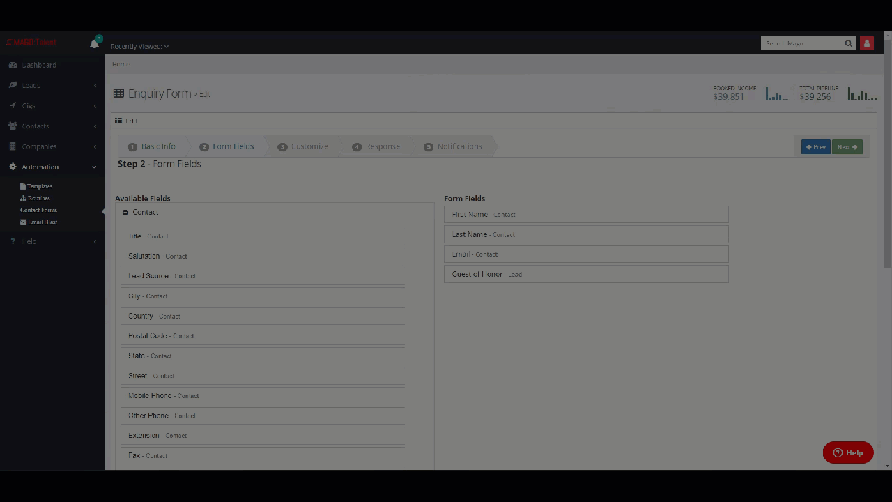 Animated screenshot of the Mago Form Field Picker